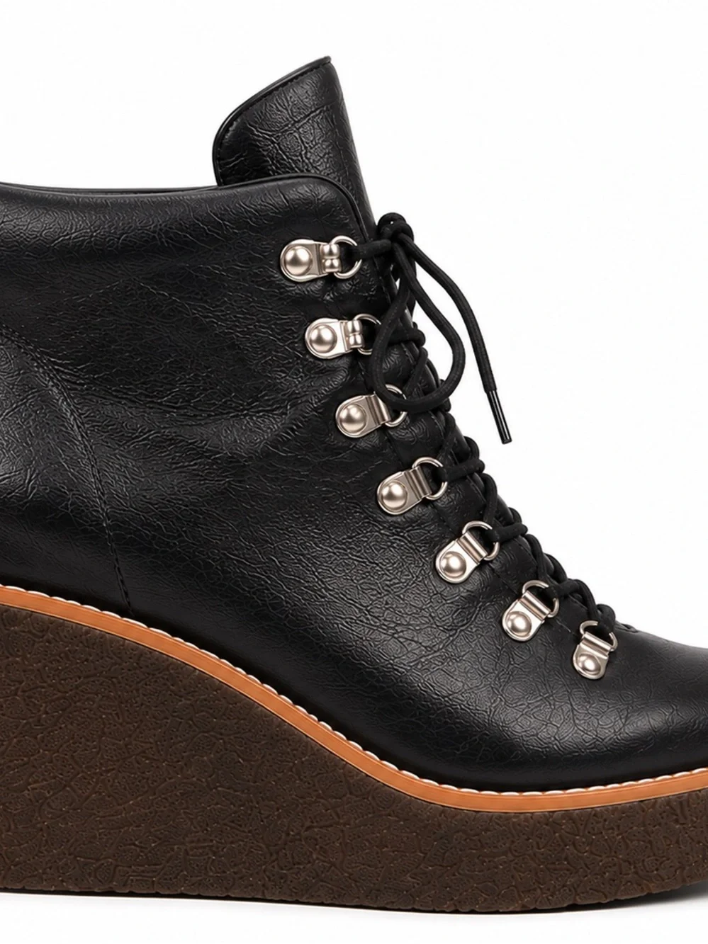 Jeffrey Campbell Free People Viajar Wedge Hiker Boots Black 9.5